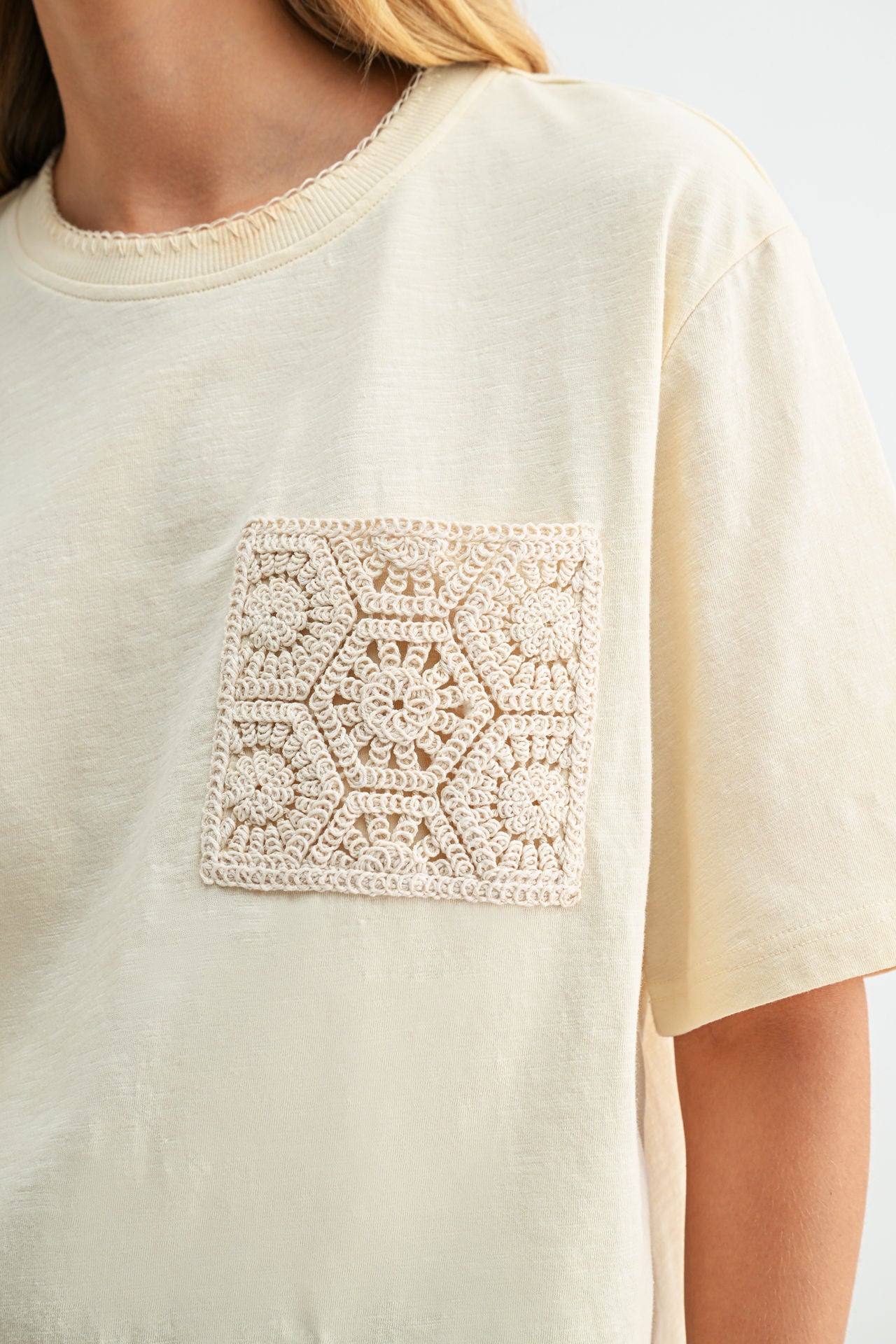 Parchment Crochet Pocket Tee