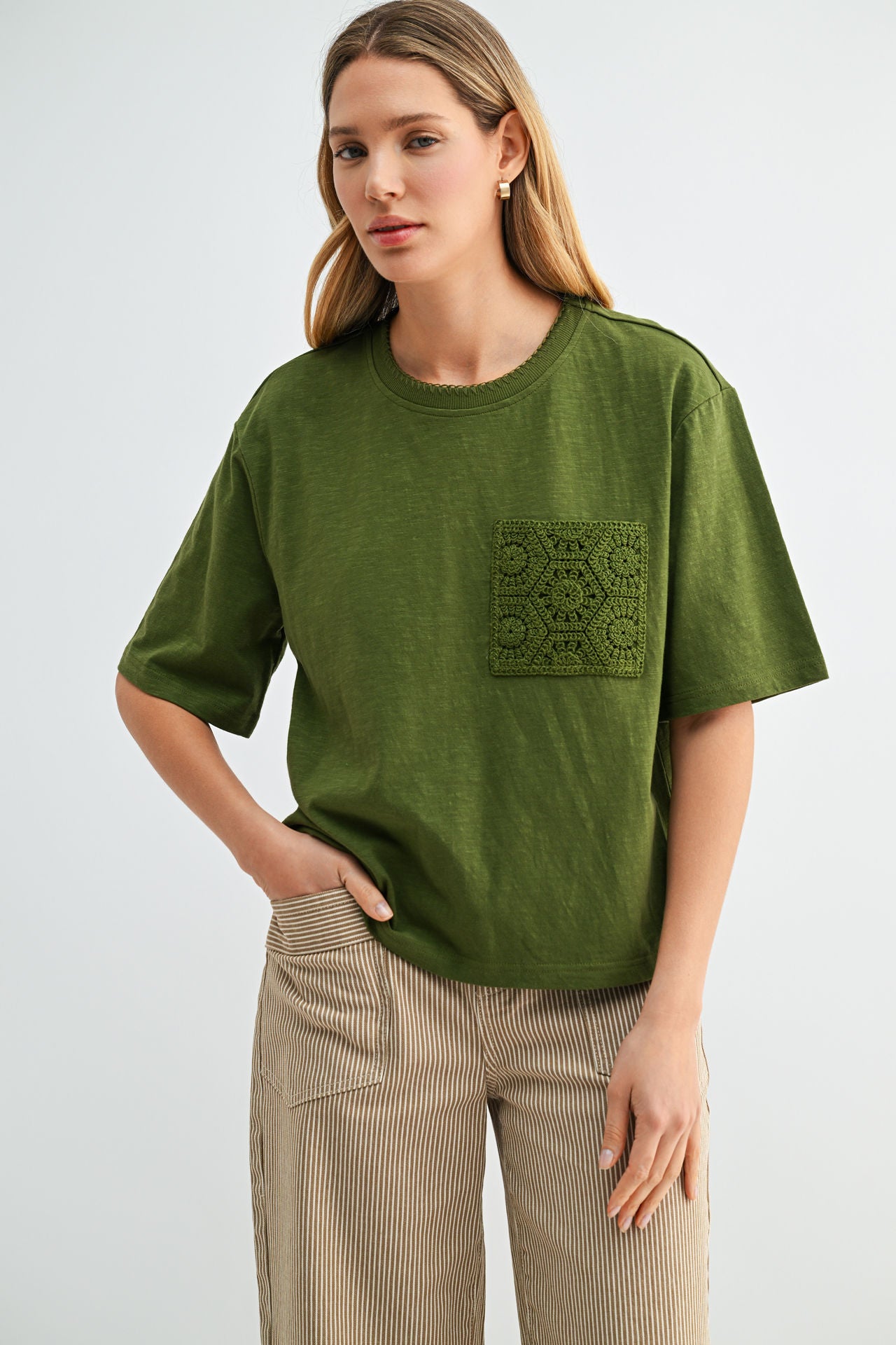 Pine Crochet Pocket Tee