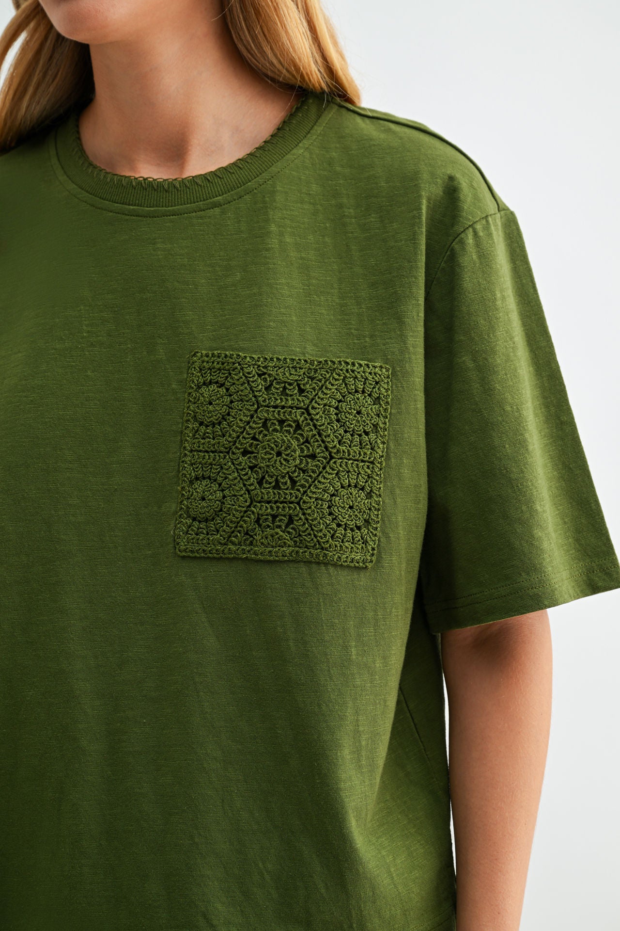 Pine Crochet Pocket Tee