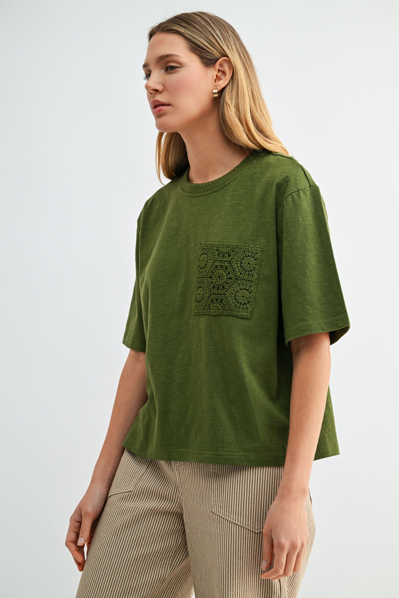 Pine Crochet Pocket Tee