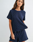 Navy Eyelet Tee