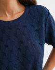 Navy  Eyelet Tee