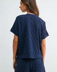 Navy Eyelet Tee