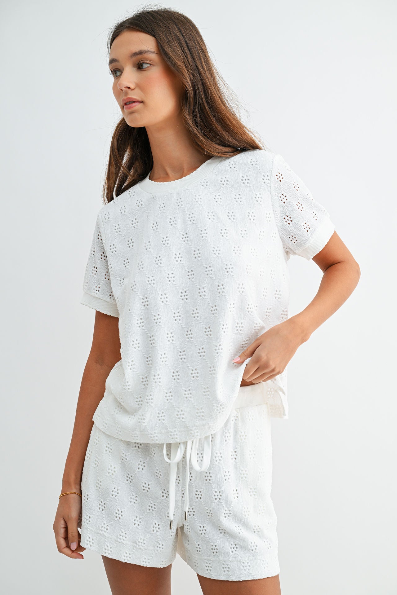 White Eyelet Tee