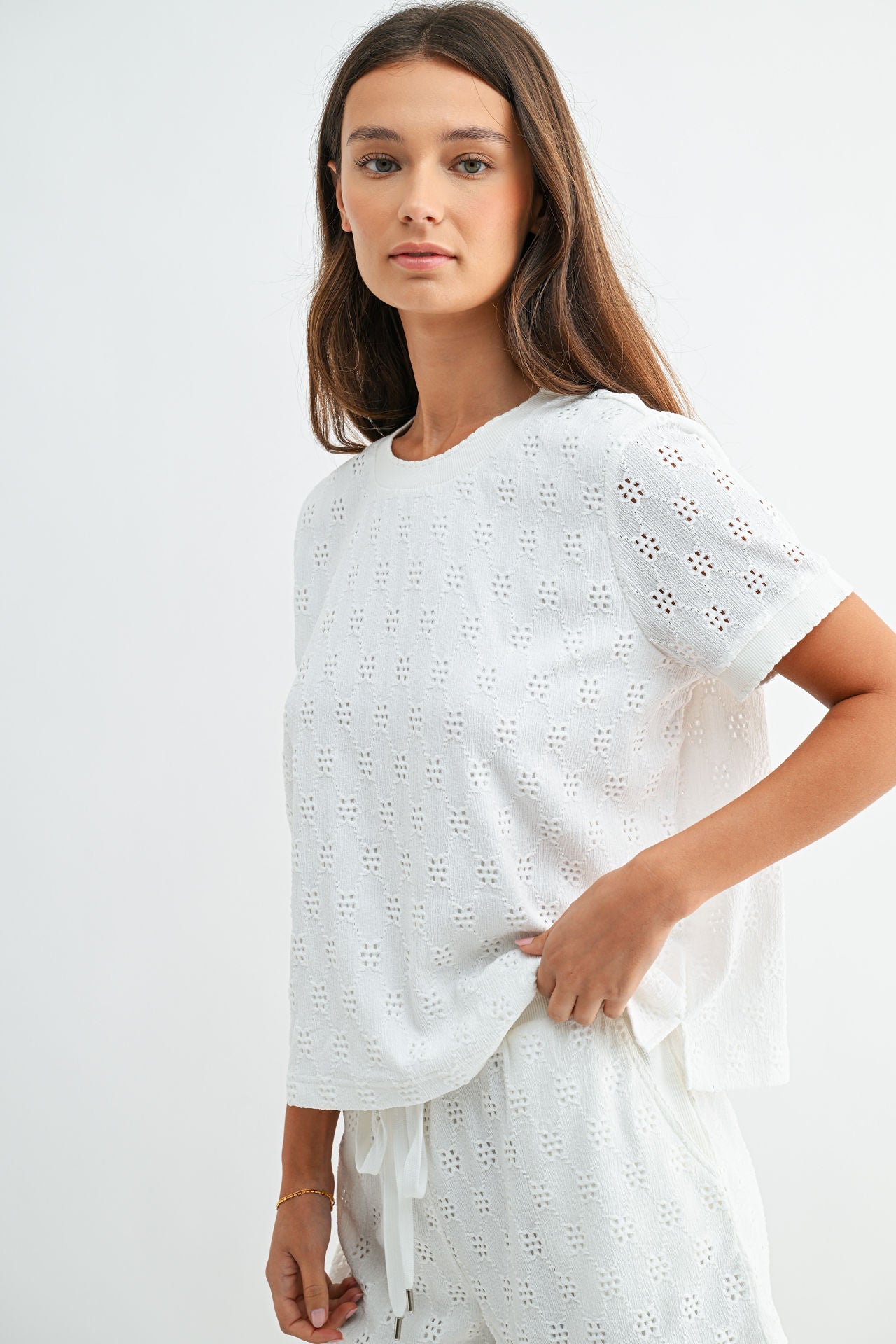 White Eyelet Tee