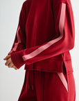 Burgundy Petite Long Sleeve Track Sweatshirt