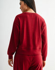 Burgundy Petite Long Sleeve Track Sweatshirt