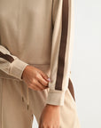 Tan Long Sleeve Track Sweatshirt