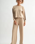 Tan Petite Long Sleeve Track Sweatshirt