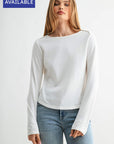 Parchment Plus-Size Long Sleeve Boat Neck Top