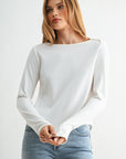 Parchment Long Sleeve Boat Neck Top