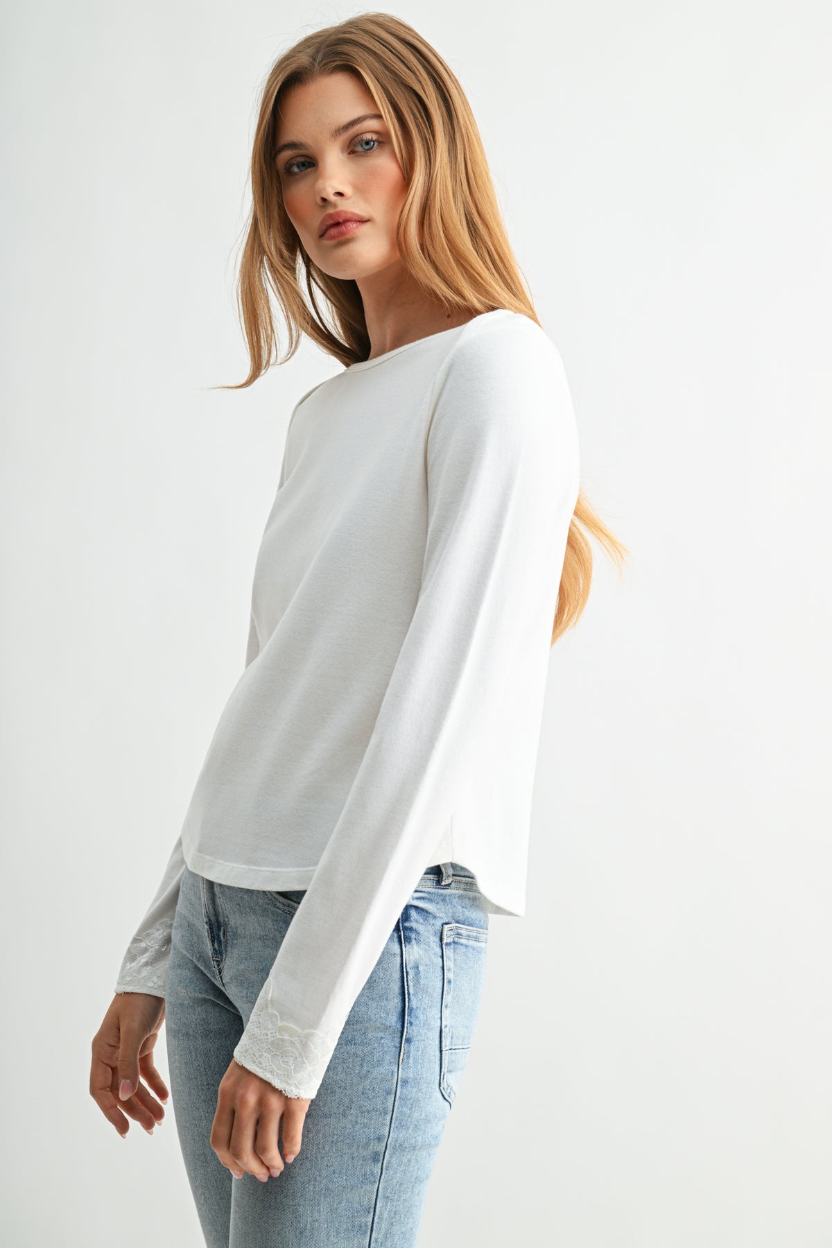 Parchment Long Sleeve Boat Neck Top