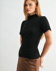 Black  Plus-Size Short Sleeve Mock Neck Top