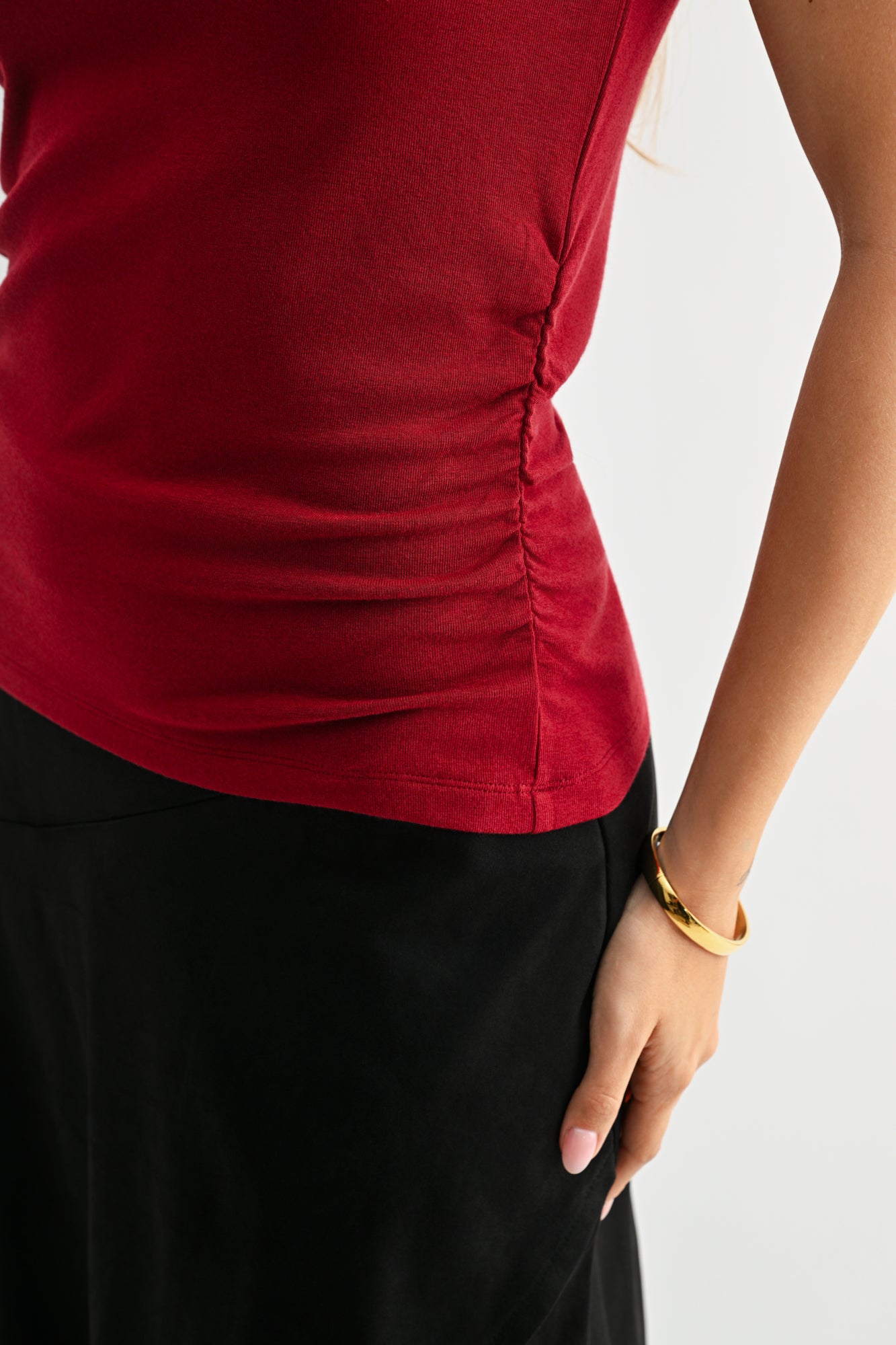 Cherry Short Sleeve Mock Neck Top