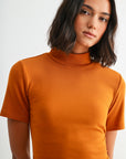 Curry Short Sleeve Mock Neck Top