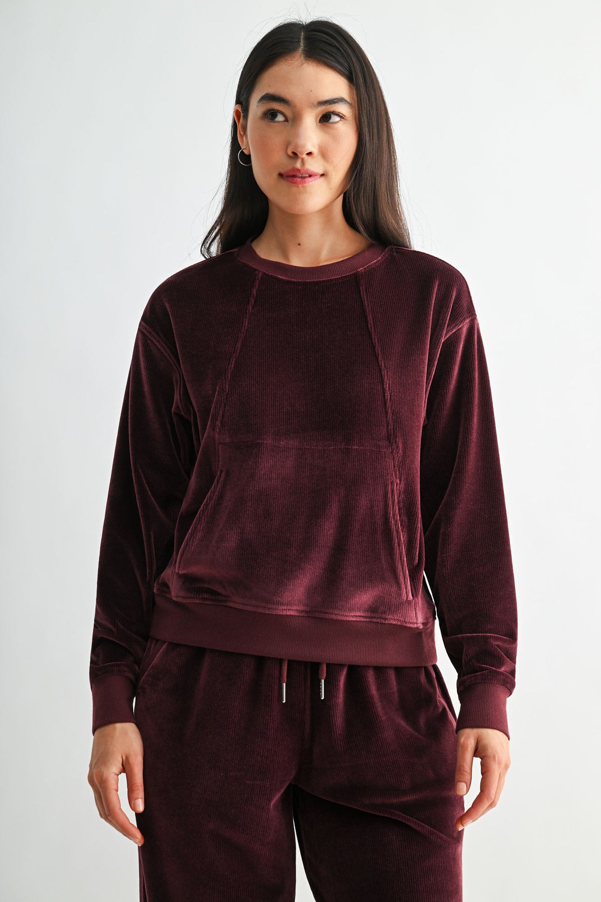 Burgundy Long Sleeve Seamed 