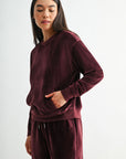 Burgundy Petite Long Sleeve Seamed Sweatshirt