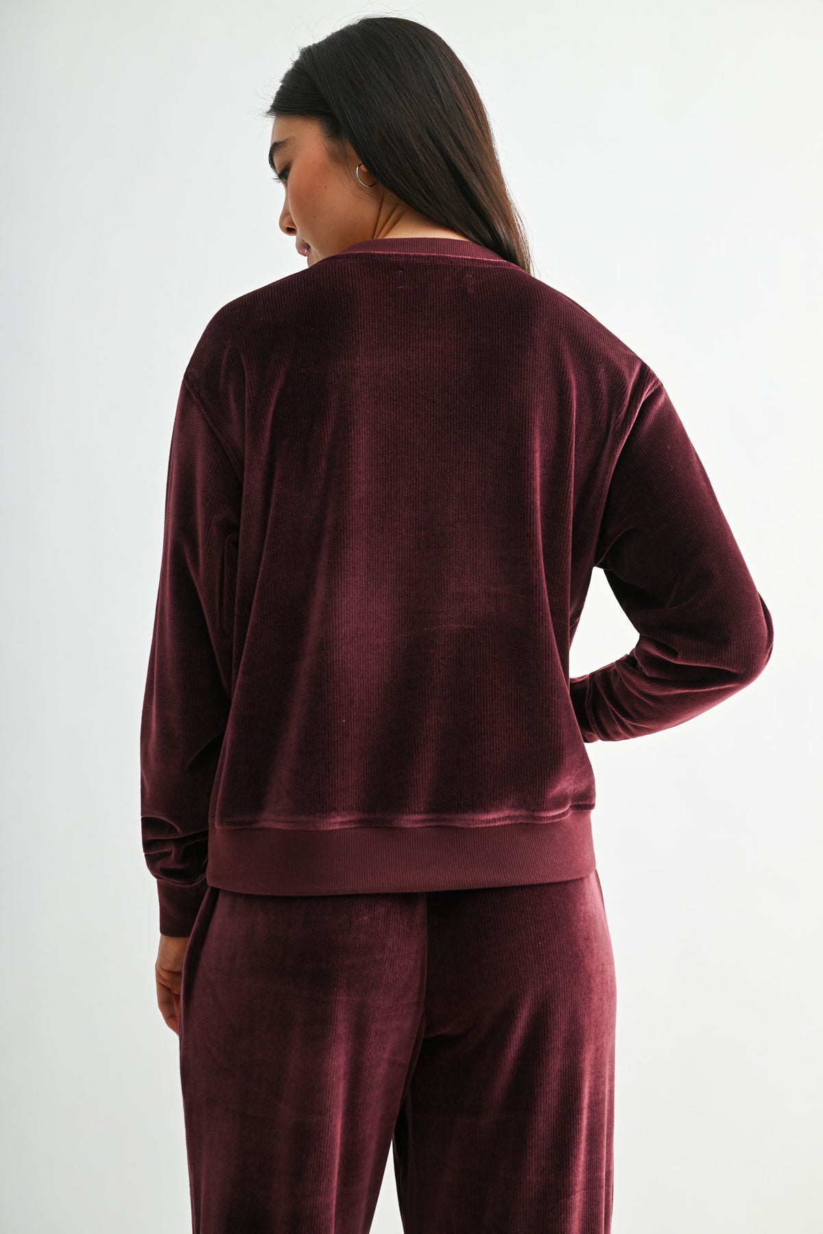 Burgundy Long Sleeve Seamed 