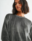 Charcoal Long Sleeve Seamed 
