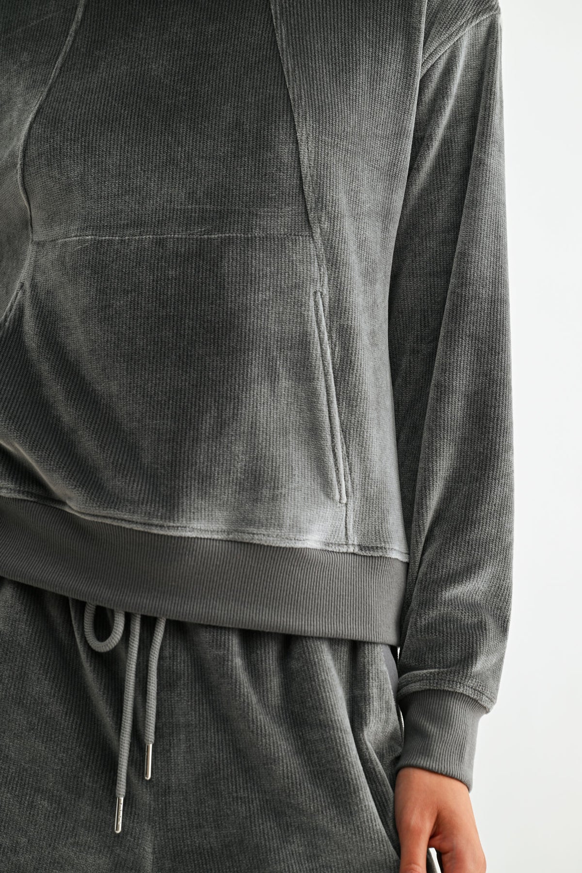 Charcoal Petite Long Sleeve Seamed Sweatshirt