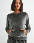 Charcoal Petite Long Sleeve Seamed Sweatshirt
