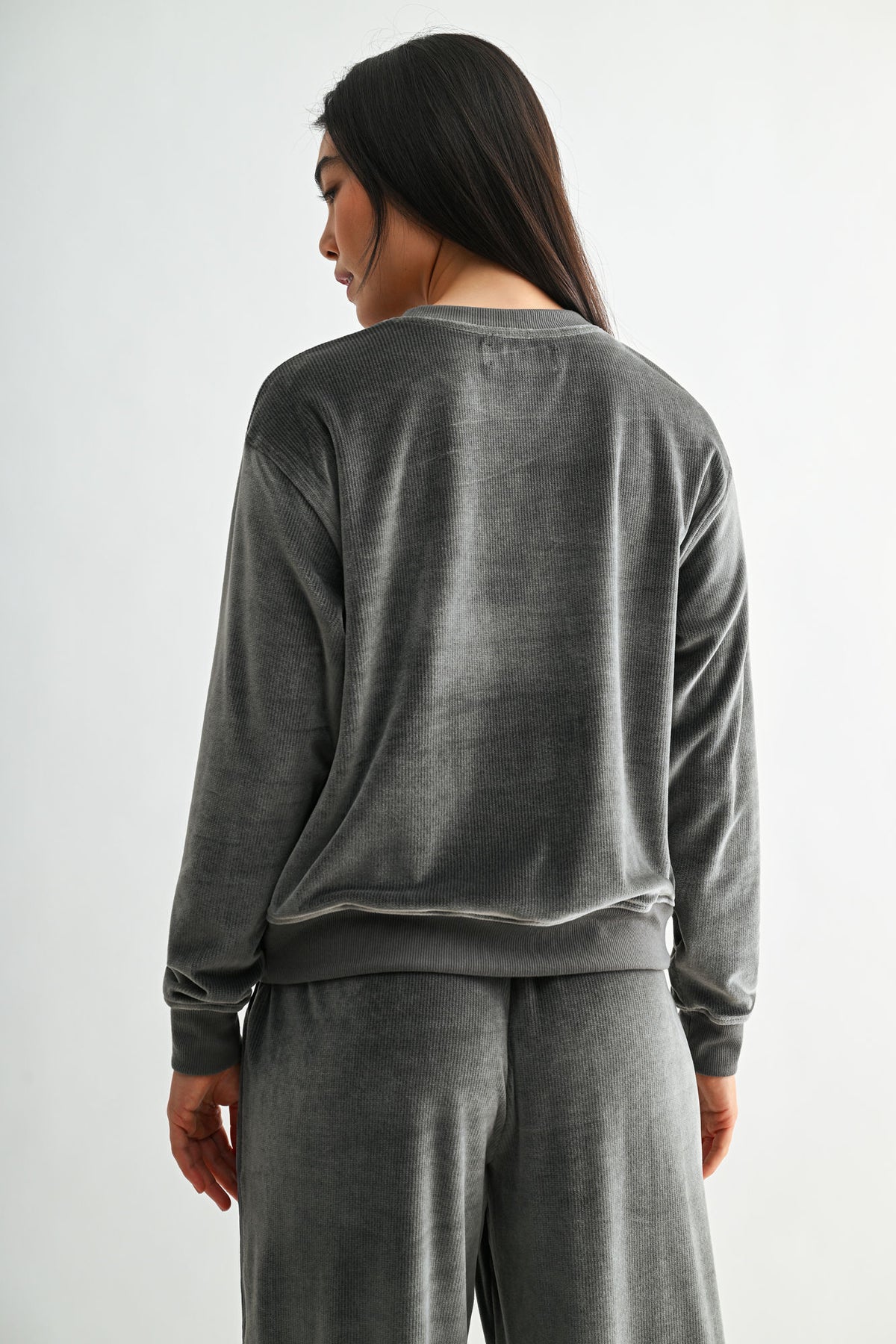 Charcoal Plus-Size Long Sleeve Seamed Sweatshirt