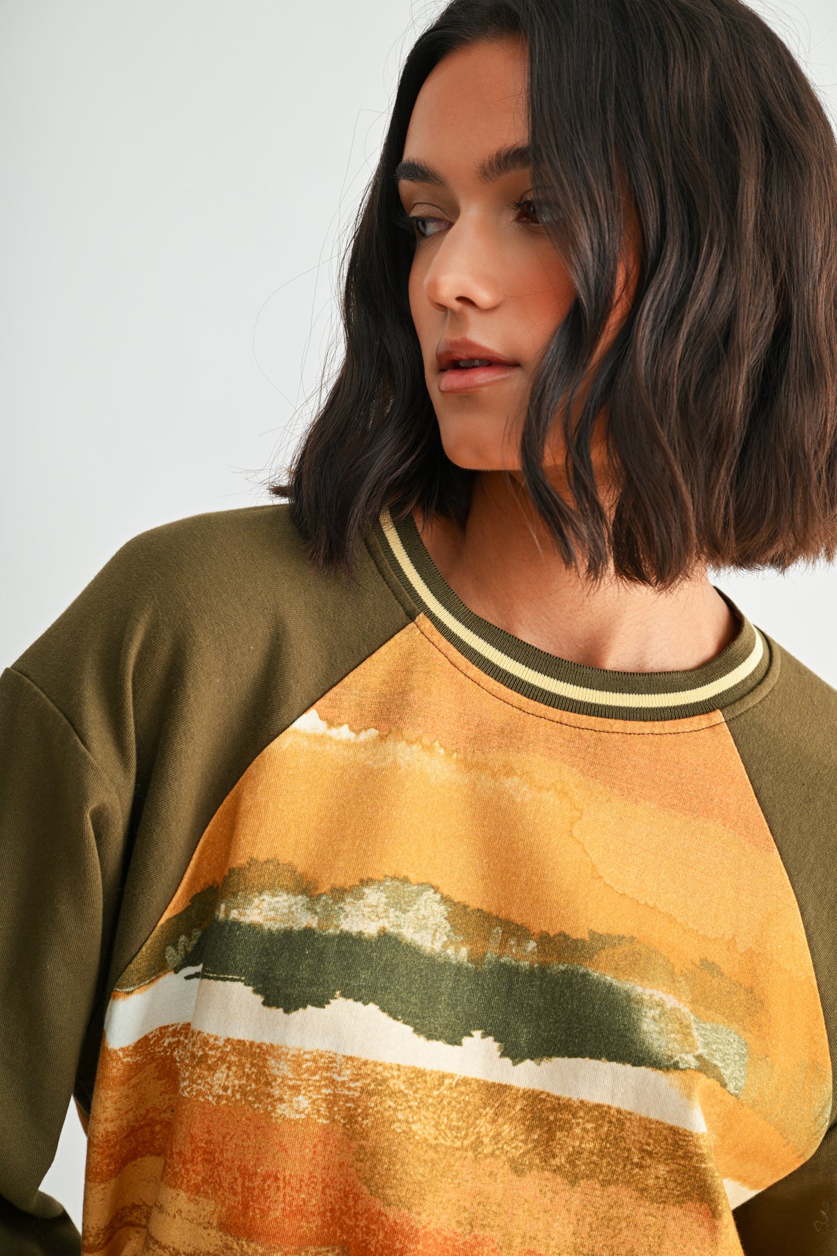 Olive Multi Long Sleeve Sweatshirt