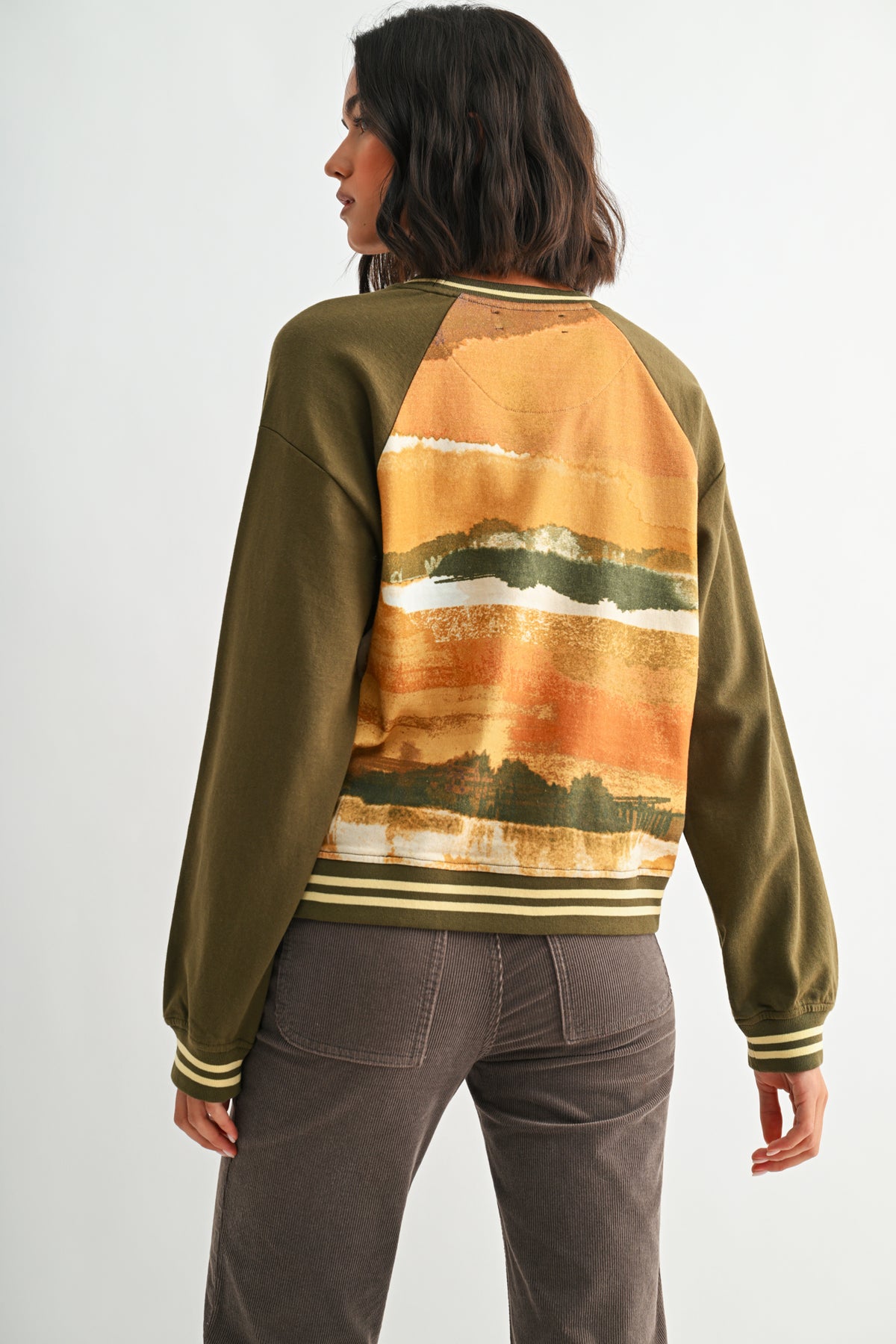 Olive Multi Long Sleeve Sweatshirt