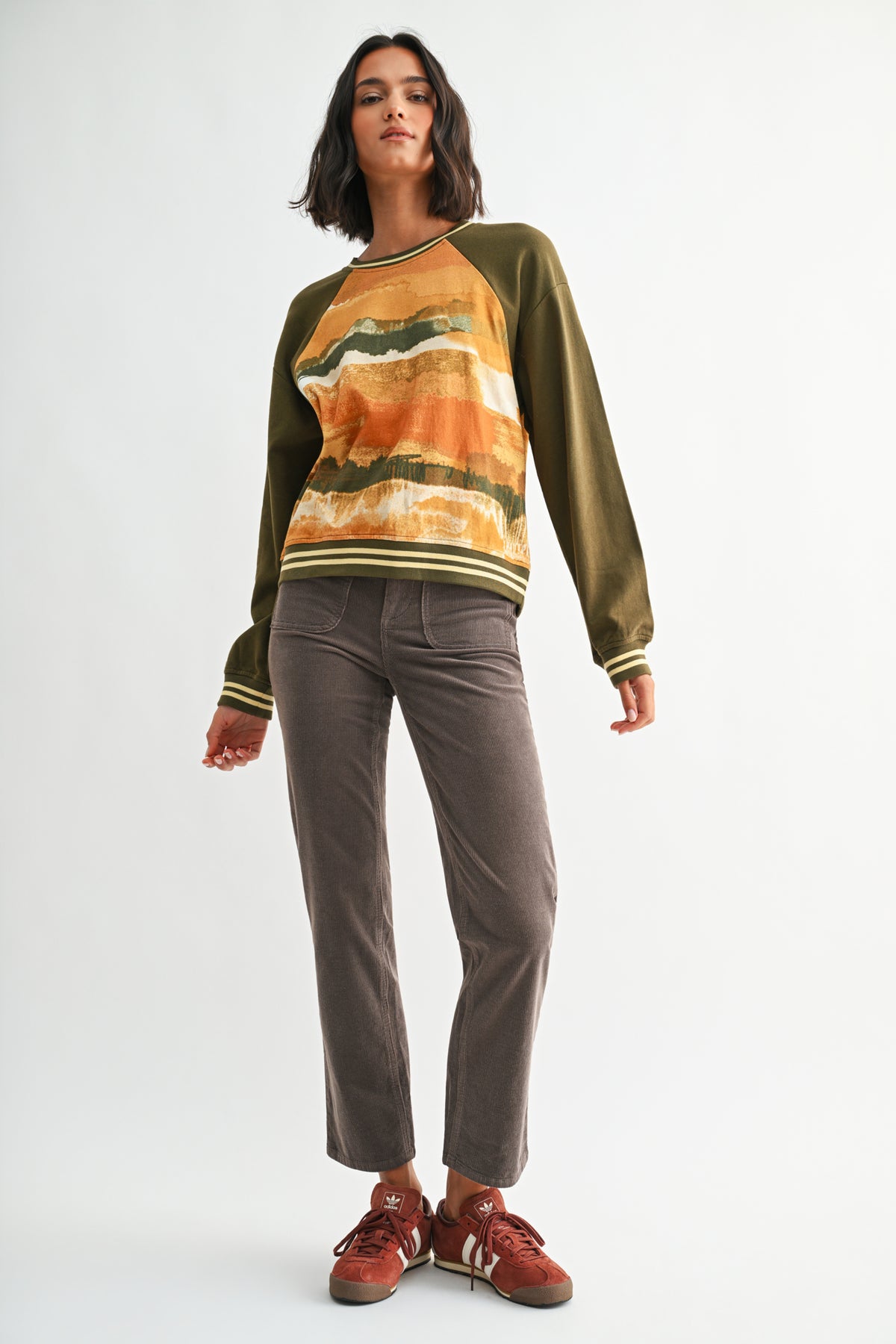 Olive Multi Long Sleeve Sweatshirt