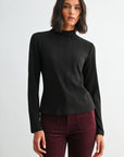 Black Long Sleeve Mock Neck Top