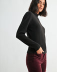 Black Long Sleeve Mock Neck Top