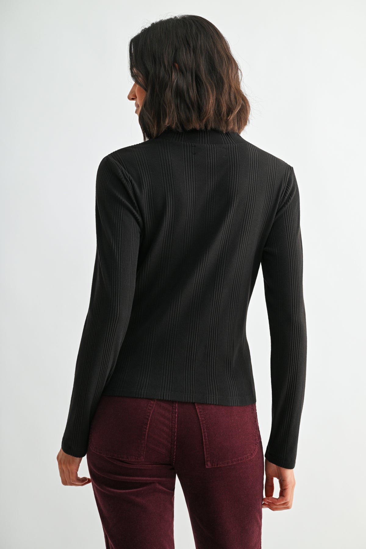 Black Long Sleeve Mock Neck Top