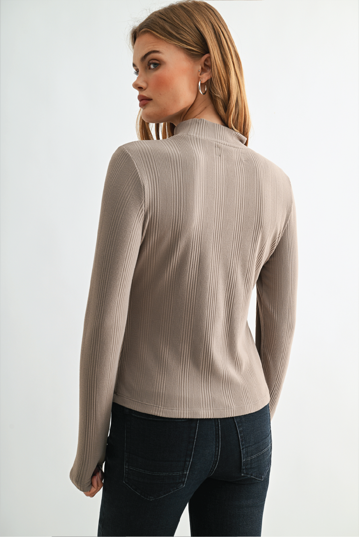 Mushroom Long Sleeve Mock Neck Top