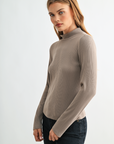 Mushroom Long Sleeve Mock Neck Top