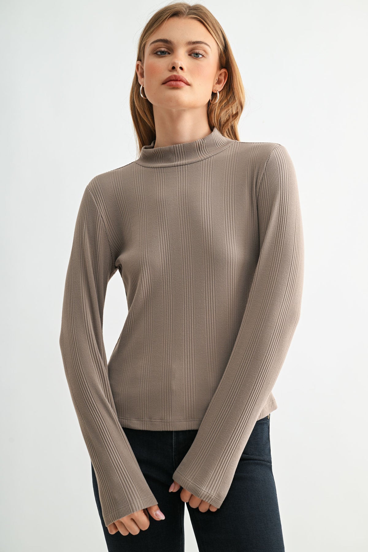 Mushroom Long Sleeve Mock Neck Top