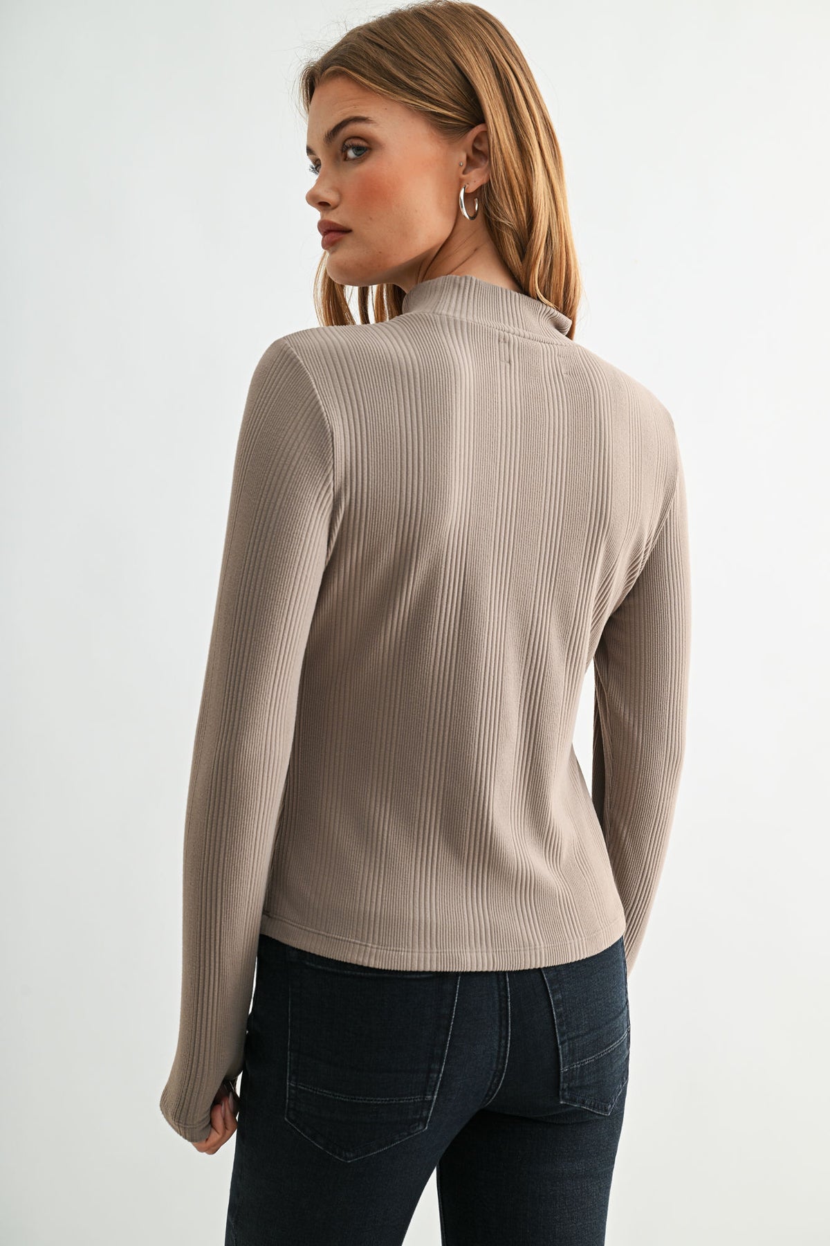 Mushroom Long Sleeve Mock Neck Top