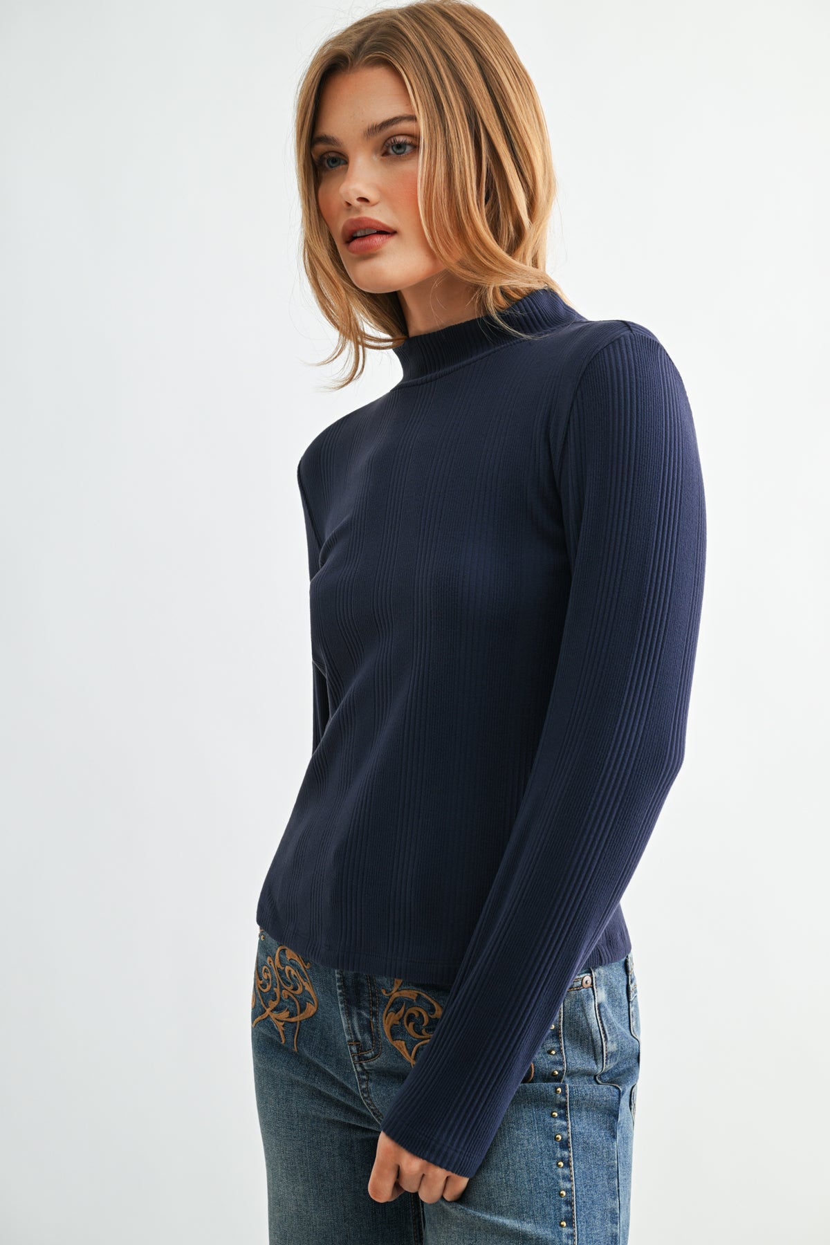 Long Sleeve Mock Neck Top