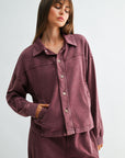 Aubergine Long Sleeve Cropped Shacket