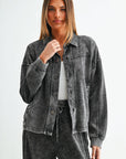 Black Long Sleeve Cropped Shacket