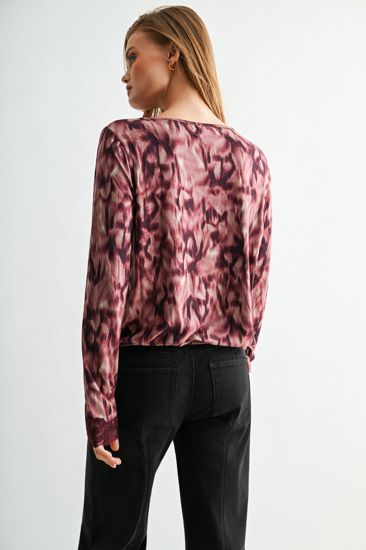 Aubergine Long Sleeve Cinched Hem Top