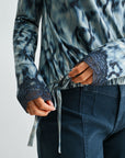 Baltic Blue Long Sleeve Cinched Hem Top
