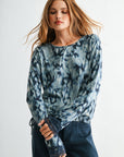 Baltic Blue Long Sleeve Cinched Hem Top