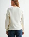 Cream Long Sleeve Side Grommet Top