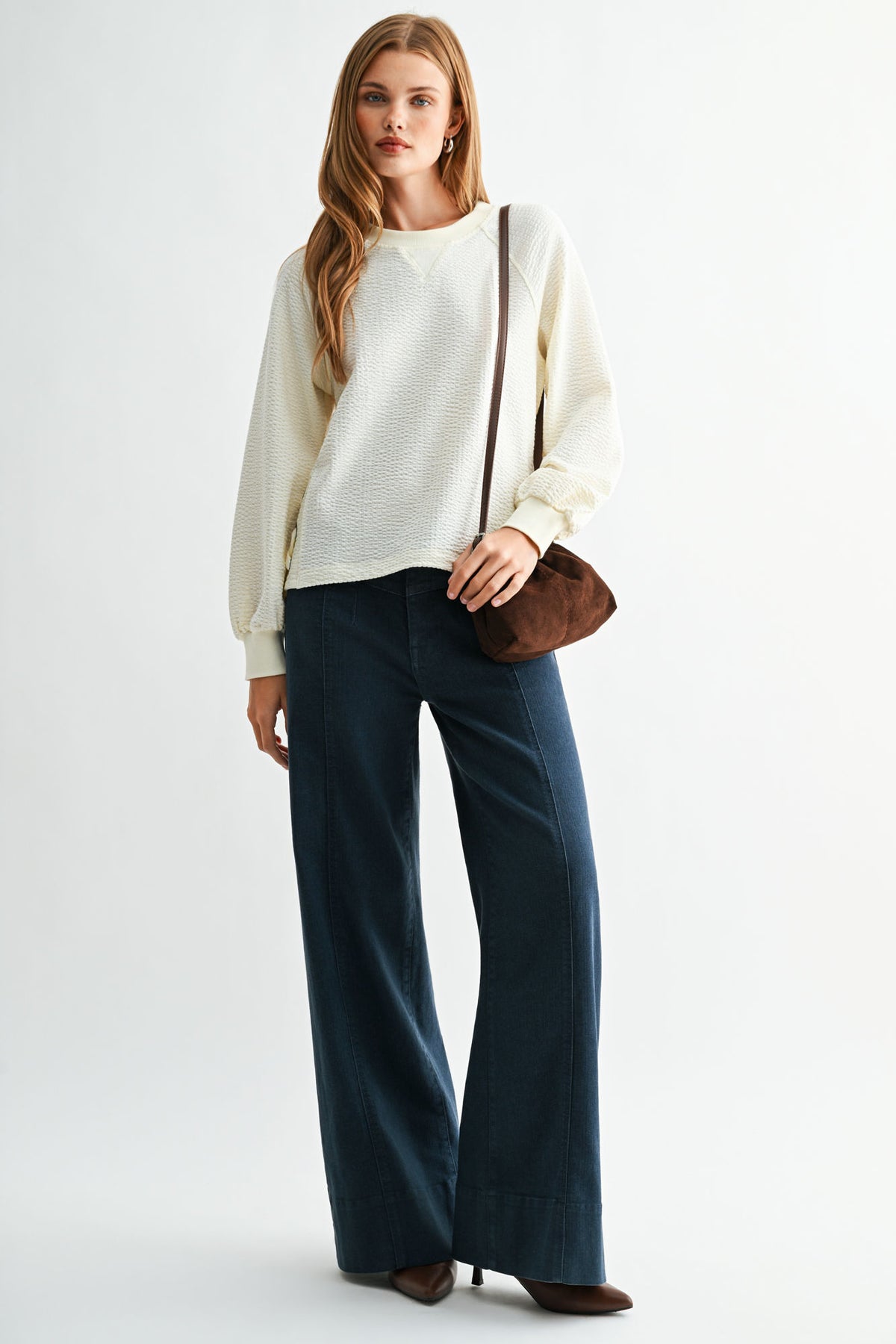 Cream Long Sleeve Side Grommet Top