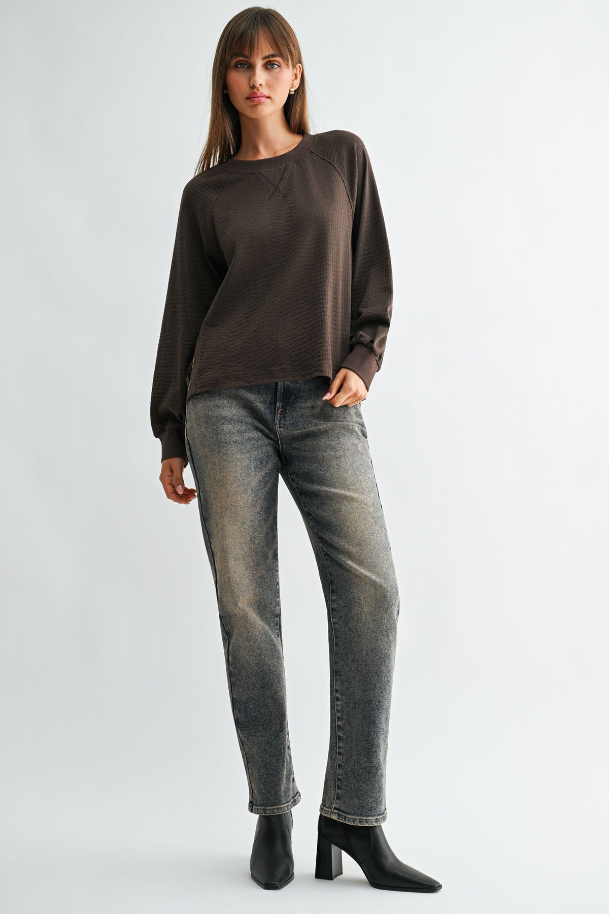 Fudge Long Sleeve Side Grommet Top