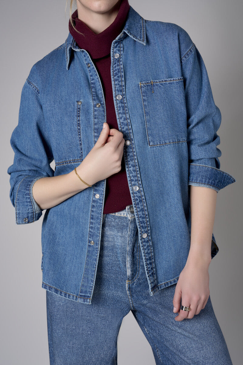 Experience the exclusive look of our &#39;Indigo&#39; Gramercy Denim Shirt.
