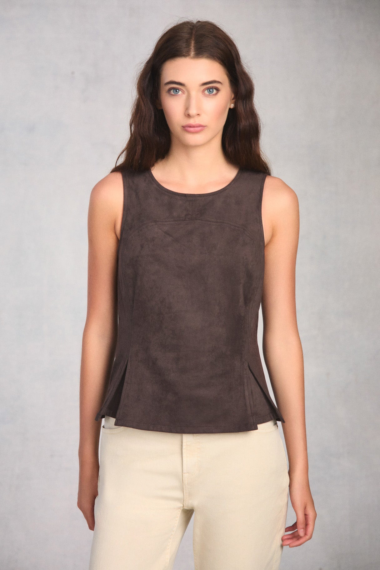 Coffee Pleated Hourglass Top
