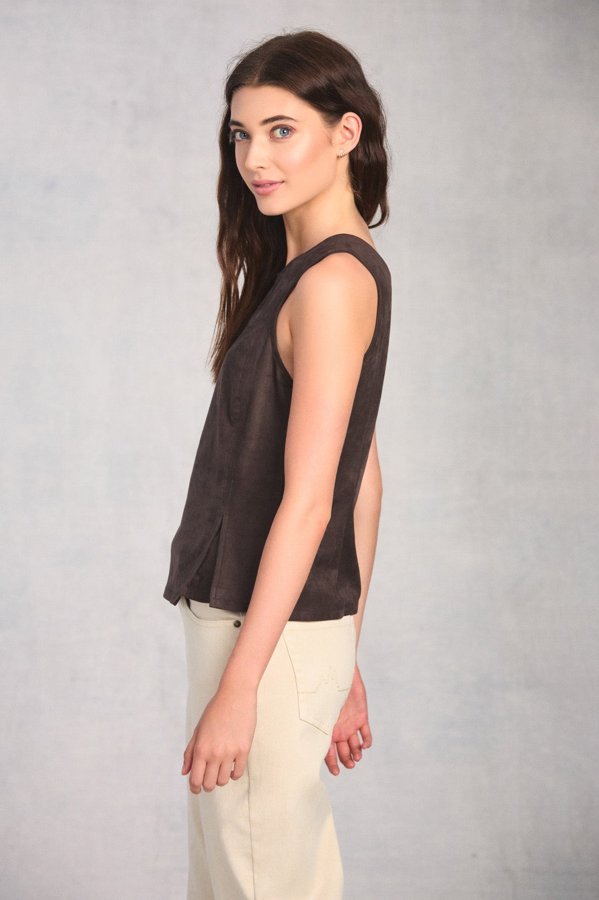 Coffee Pleated Hourglass Top
