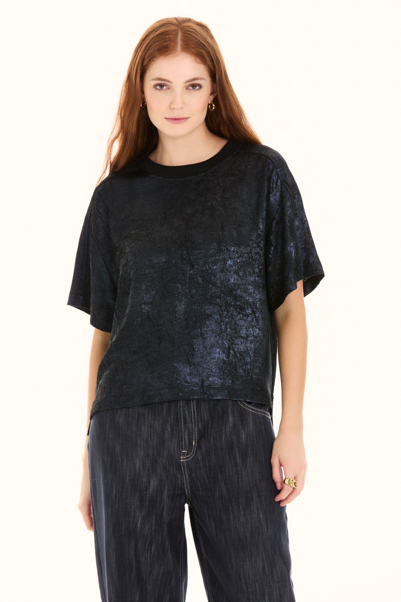 Midnight Zip Back Woven T-Shirt