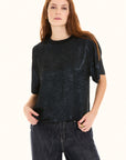 Midnight Zip Back Woven T-Shirt